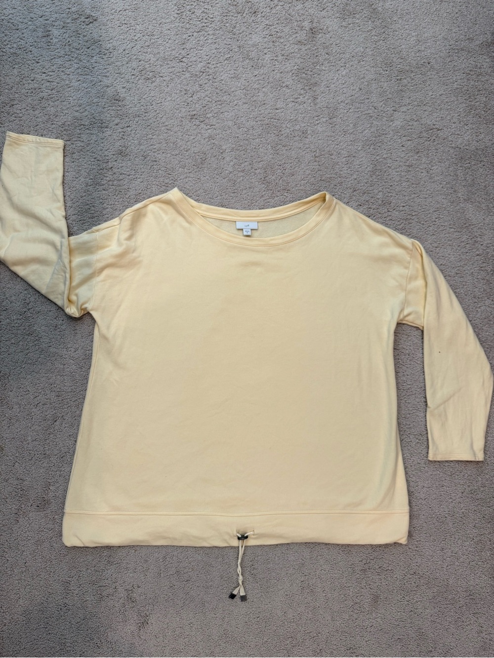 J. Jill Butter Yellow Off-the-Shoulder Drawstring Sweatshirt